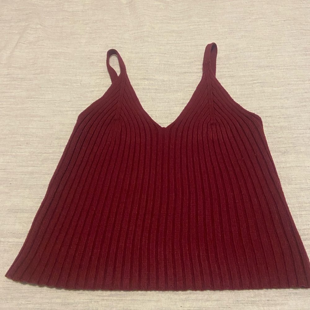 Anthropologie Burgundy Ribbed Women's Top